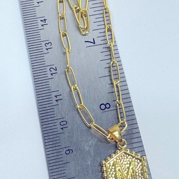 Gold Layered paperclip Necklace with double side Pendant - Picture 5 of 6